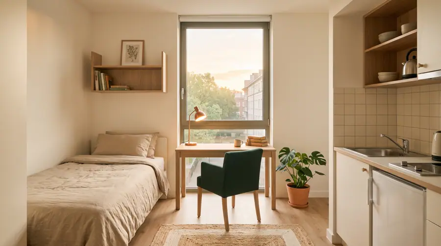 Studio meublé (illustration générée)